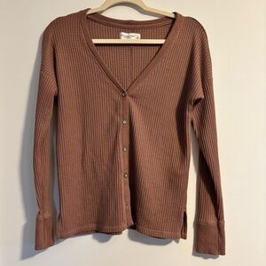 Abercrombie & Fitch Brown Ribbed Button-Down Shirt